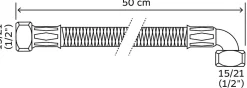 Somatherm For You - Flexible sanitaire - Double écrou tournant 1/2 dont 1 coudé - 500mm - DN10