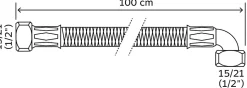 Somatherm For You - Flexible sanitaire - Double écrou tournant 1/2 dont 1 coudé - 1000mm - DN10