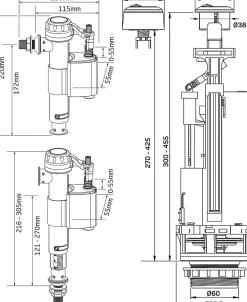 Somatherm For You - Mécanisme complet à double poussoir à étrier NF avec robinet réversible