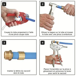 Somatherm For You - Raccord droit à glissement pour tube PER diam 16 - Ecrou-tournant F20/27 - lot de 10