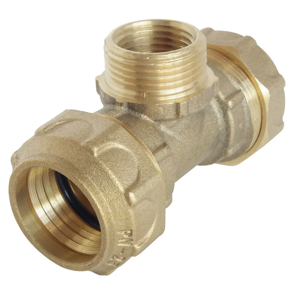 Somatherm For You - Raccord laiton Té Mâle 3/4 au centre Serrage Extérieur pour tube PE diam 25 mm