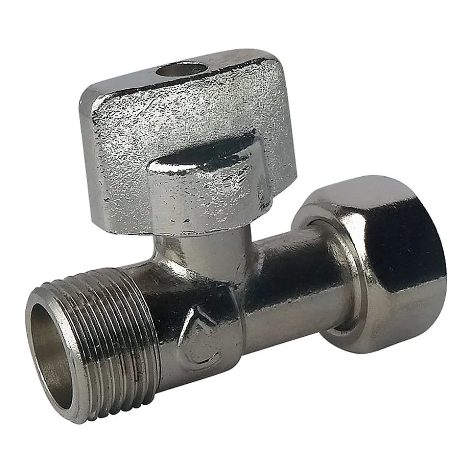 Somatherm For You - Robinet de WC 1/4 de tour droit nickelé M12/17 - Ecrou Prisonnier 12/17
