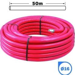 Somatherm For You - Tube multicouche D16 isolé rouge en couronne 50m - Isolant 8mm
