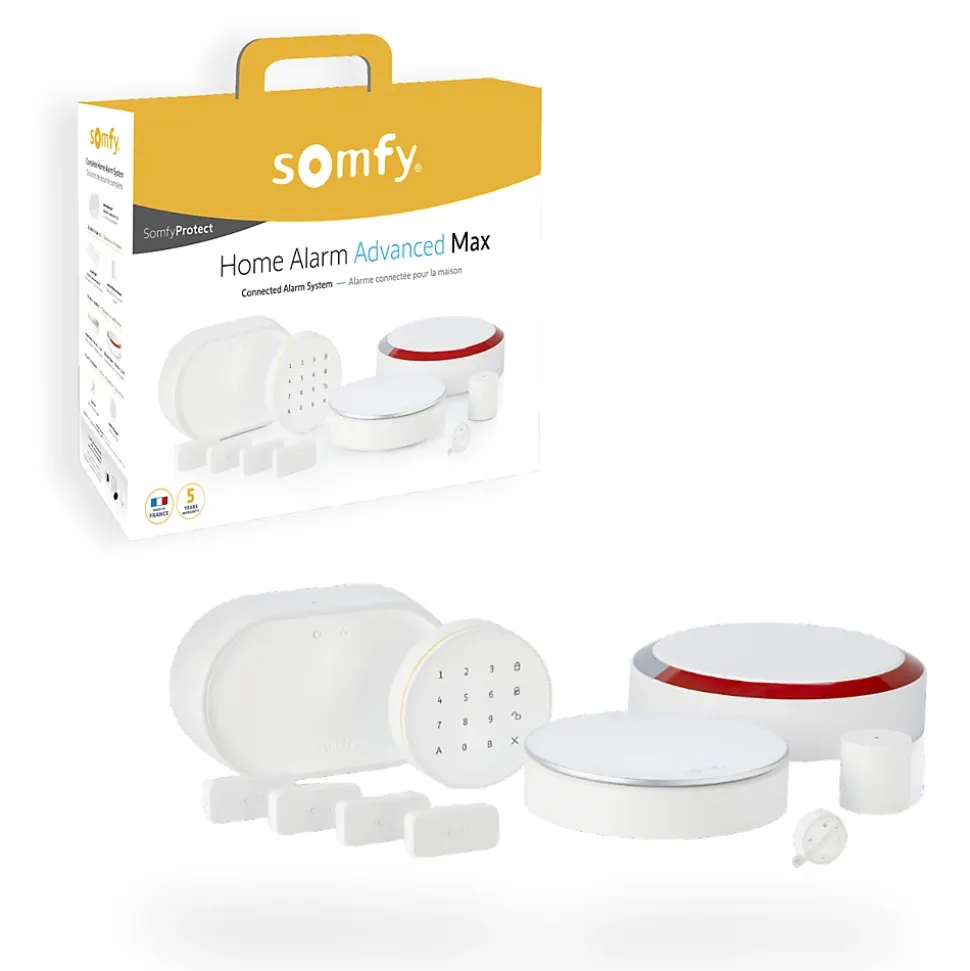 Somfy 1875254 – Home Alarm Advanced Max, Système d’alarme maison connecté haut de gamme avec détecteurs, sirènes et accessoires