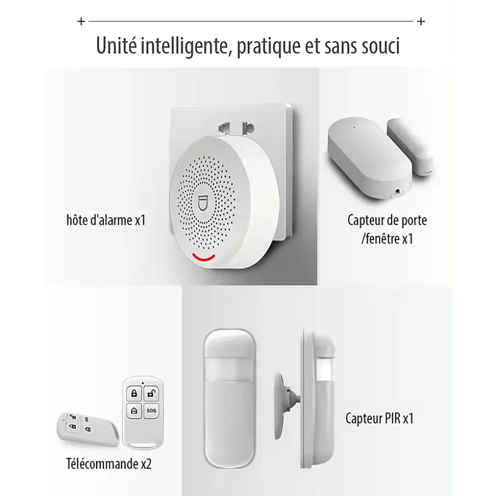 SomLife Système d'Alarme Domestique sans fils WiFi Smart Home, detecteur de mouvement Wireless avec Application Tuya Smart Life