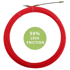 Sonde tire-fils à câble hélicoïdal, rouge, diam. 4,2 mm, 20 mètres, avec bornes M5 interchangeables
