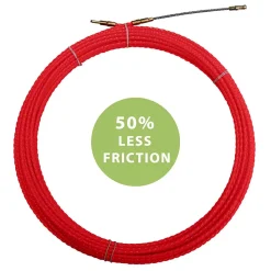 Sonde tire-fils à câble hélicoïdal, rouge, diam. 4,2 mm, 10 mètres, avec bornes M5 interchangeables