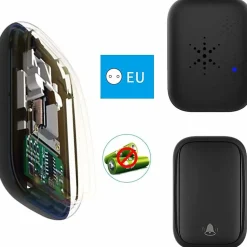 Sonnette d'extérieur sans fil sans batterie, étanche IP 68, humidité de la neige et de la pluie, noir