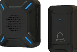Sonnette extérieure sans fil étanche IP68, portée de 300 m, volume réglable sur 5 niveaux, 58 sonneries (noir)
