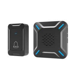 Sonnette extérieure sans fil étanche IP68, portée de 300 m, volume réglable sur 5 niveaux, 58 sonneries (noir)