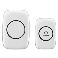 Sonnette extérieure sans fil étanche à 300 mètres, kit de sonnette avec récepteur enfichable pour la maison au Bureau, blanc