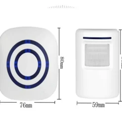 Sonnette électrique sans fil avec 1 récepteur et 1 détecteur de mouvement PIR, blanche