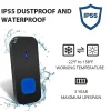 Sonnette électronique étanche IP55, portée de 300 m, 55 mélodies, 5 niveaux de volume - Noir