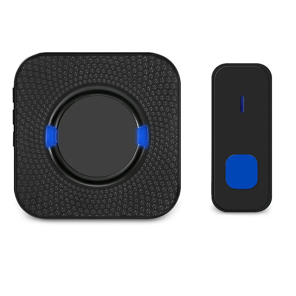 Sonnette électronique étanche IP55, portée de 300 m, 55 mélodies, 5 niveaux de volume - Noir