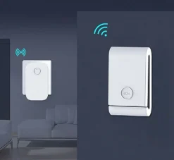 Sonnette électronique étanche à 200 m, 1 récepteur de sonnette enfichable avec 1 émetteur cinétique