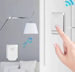 Sonnette électronique étanche à 200 m, 1 récepteur de sonnette enfichable avec 1 émetteur cinétique