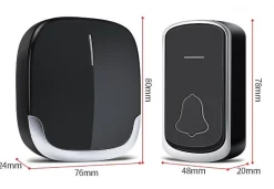 Sonnette sans fil 300 m, 36 mélodies, 4 niveaux de volume, avec lampe torche LED, noire