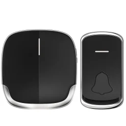 Sonnette sans fil 300 m, 36 mélodies, 4 niveaux de volume, avec lampe torche LED, noire