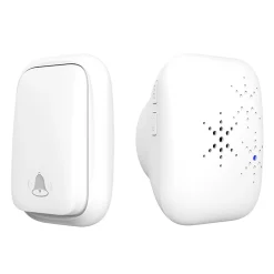 Sonnette sans fil étanche IP68, auto-alimentée, portée de 100 m, blanche