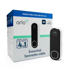 Sonnette vidéo sans fil connectée Arlo Essential2 2k blanc