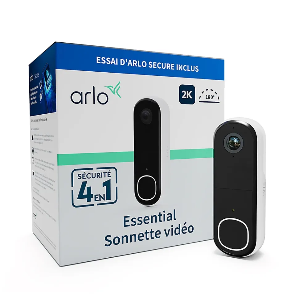 Sonnette vidéo sans fil connectée Arlo Essential2 2k blanc