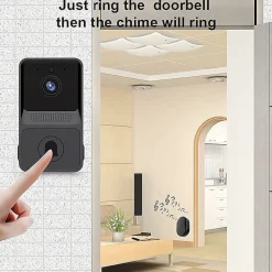 Sonnette vidéo sans fil, compatible avec sonnette intelligente, connexion sans fil, caméra 1080p (avec batterie)
