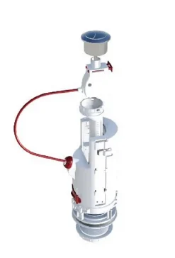 Soupape DUAL 6 surverse centrale 3/6 litres et robinet SX à flotteur télescopique- - Robinet flotteur et mécanisme