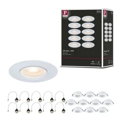 Spot encastré Kit de 10 fixe rond 90mm GU10 max. 10x10W 230V gradable Blanc