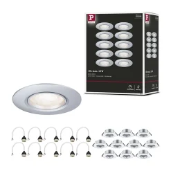 Spot encastré Kit de 10 fixe rond 90mm GU10 max. 10x10W 230V gradable Chrome mat