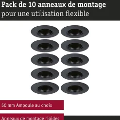 Spot encastré Kit de 10 fixe rond 90mm GU10 max. 10x10W 230V gradable Noir
