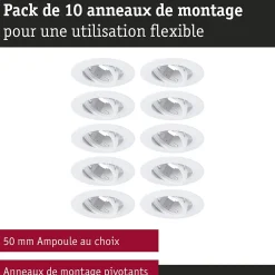 Spot encastré Kit de 10 orientable rond 90mm 30 GU10 max. 10x10W 230V gradable Blanc