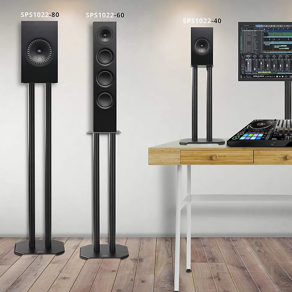 SPS1022-40 Pieds enceintes 40 cm lestables avec du sable Cônes anti vibrations Set de 2 pour hifi stéréo home cinema Duronic