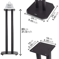 SPS1022-80 Pieds enceintes 80 cm lestables avec du sable Cônes anti vibrations Set de 2 pour hifi stéréo home cinema Duronic