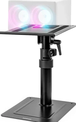 SPS20 Support d'enceintes de bureau Hauteur réglable Inclinable Rotatif Sur socle 24 x 20 cm Charge max 5 kg Duronic