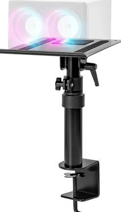 SPS15 Support d'enceintes de bureau Hauteur réglable Inclinable Rotatif Pince de fixation 24 x 20 cm Charge max 5 kg Duronic