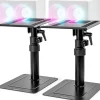 SPS30 2x Supports d'enceintes de bureau Hauteur réglable Inclinable Rotatif Sur socle 24 x 20 cm Charge max 5 kg Duronic