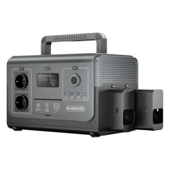 Station d'Energie RUNHOOD HE1200 - 1200 W Sinus Pur - 4 EB324 - 648 Wh - Recharge Solaire et AC - Modulaire et Echange a Chaud