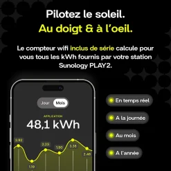 Sunology PLAY2, Kit 3 panneaux solaires complet 1380W bifacial, 3 Stations solaire livrées assemblées, installation sol ou mur
