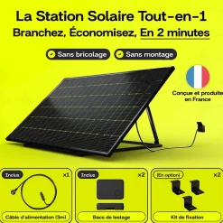 Sunology PLAY2, Kit 4 panneaux solaires complet 1840W bifacial, 4 Stations solaire livrées assemblées, Installation sol ou mur