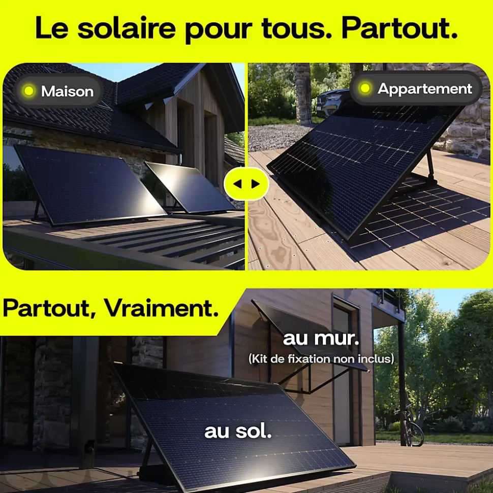 Sunology PLAY2, Kit 2 panneaux solaires complet 920W bifacial, 2 Stations solaire livrées assemblées, Installation sol ou mur