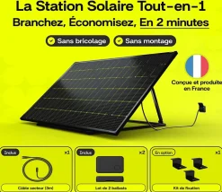 Sunology PLAY2, Panneau solaire complet 460W bifacial, Station solaire livrée assemblée, Installation sol ou mur
