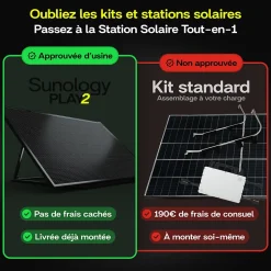 Sunology PLAY2, Panneau solaire complet 460W bifacial, Station solaire livrée assemblée, Installation sol ou mur