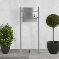 Support de boîte aux lettres acier inoxydable argent support modern 55x120x9 cm