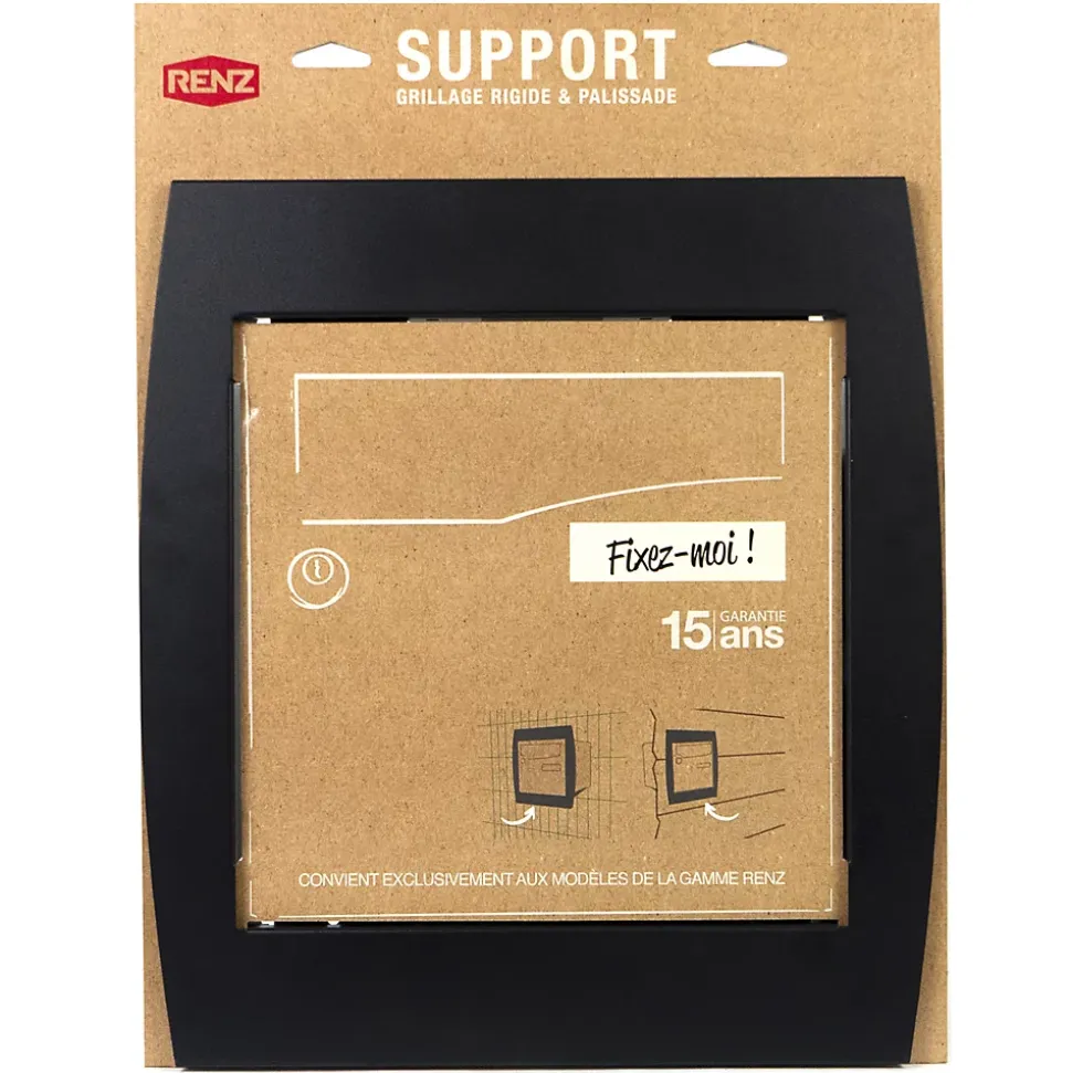 Support grillage rigide & palissade Noir mat sablé RAL 9005MS