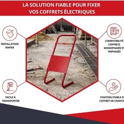 Support pour coffret électrique de chantier ATOLE - Compatible Monophasé & Triphasé - Socle Métallique 635 x 265 mm