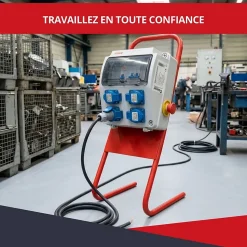 Support pour coffret électrique de chantier ATOLE - Compatible Monophasé & Triphasé - Socle Métallique 635 x 265 mm