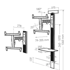 Support TV inclinable et orientable Erard Exostand 400 pour écran 32" à 65"