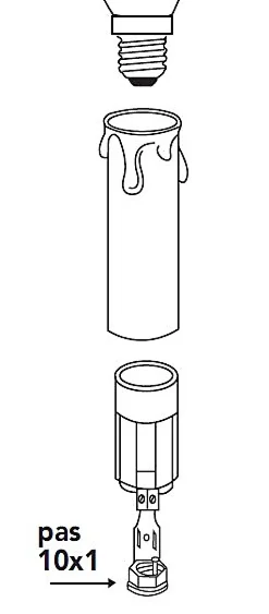 Supports bougies E14 2A 250V 60W femelle pas 10x1 H.65mm