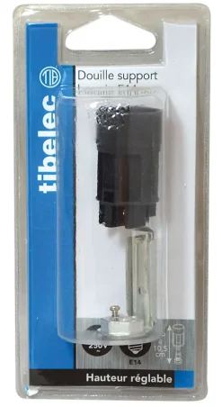 Supports bougies E14 2A 250V 60W femelle pas 10x1 H.85/105mm