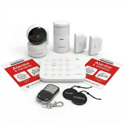 Système d'alarme connecté Sans Abonnement Daewoo Vigilia Wifi - 1 caméra + 6 accessoires - Batterie et sirène intégrées